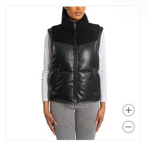 BEARPAW Ladies Womens Faux Leather Yoke Vest Black